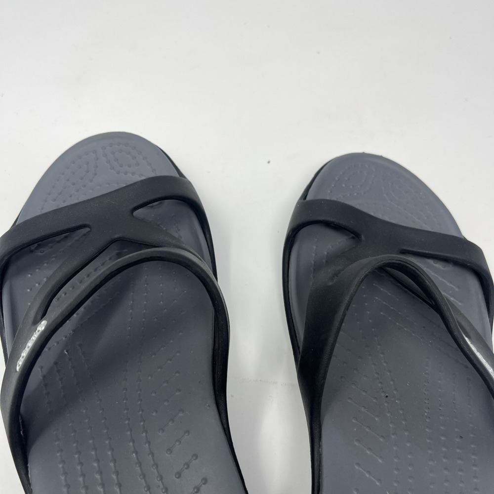 Crocs Hilga Black Gray Slip On Slides Womens Size 10 Wedge Summer Sandal Beach - Picture 14 of 15